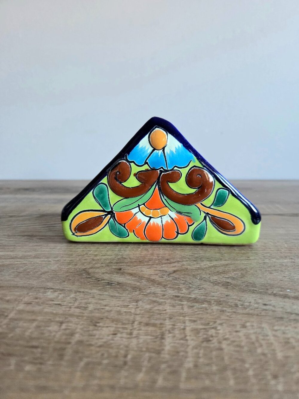 Hand Painter Mexican Talavera Ceramic Floral Napkin Holder